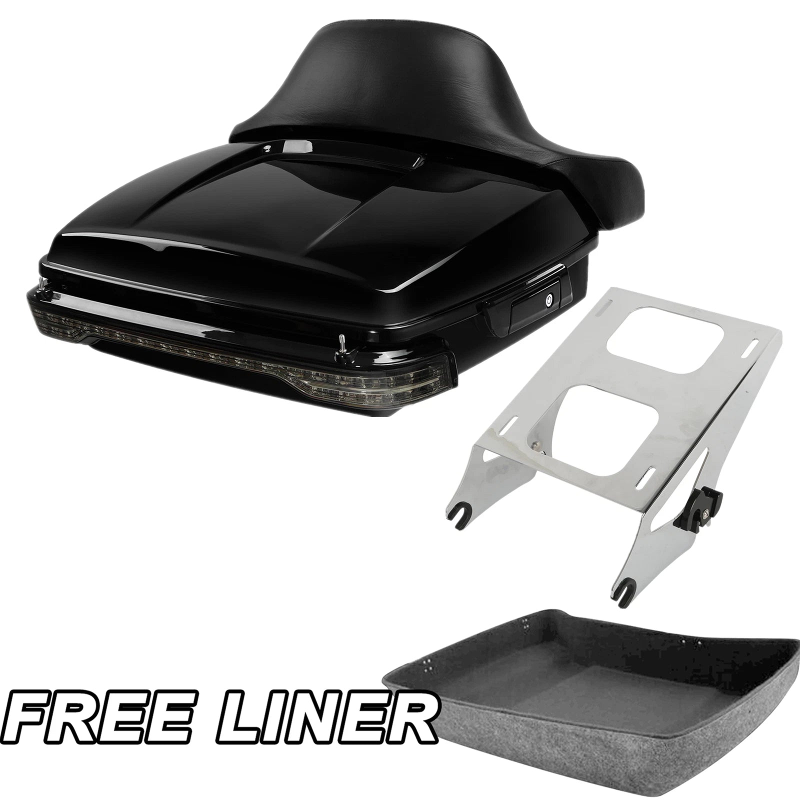Black Chopped Trunk Pad Tail Light Mount Rack for Harley Touring Glide (2014–2023)