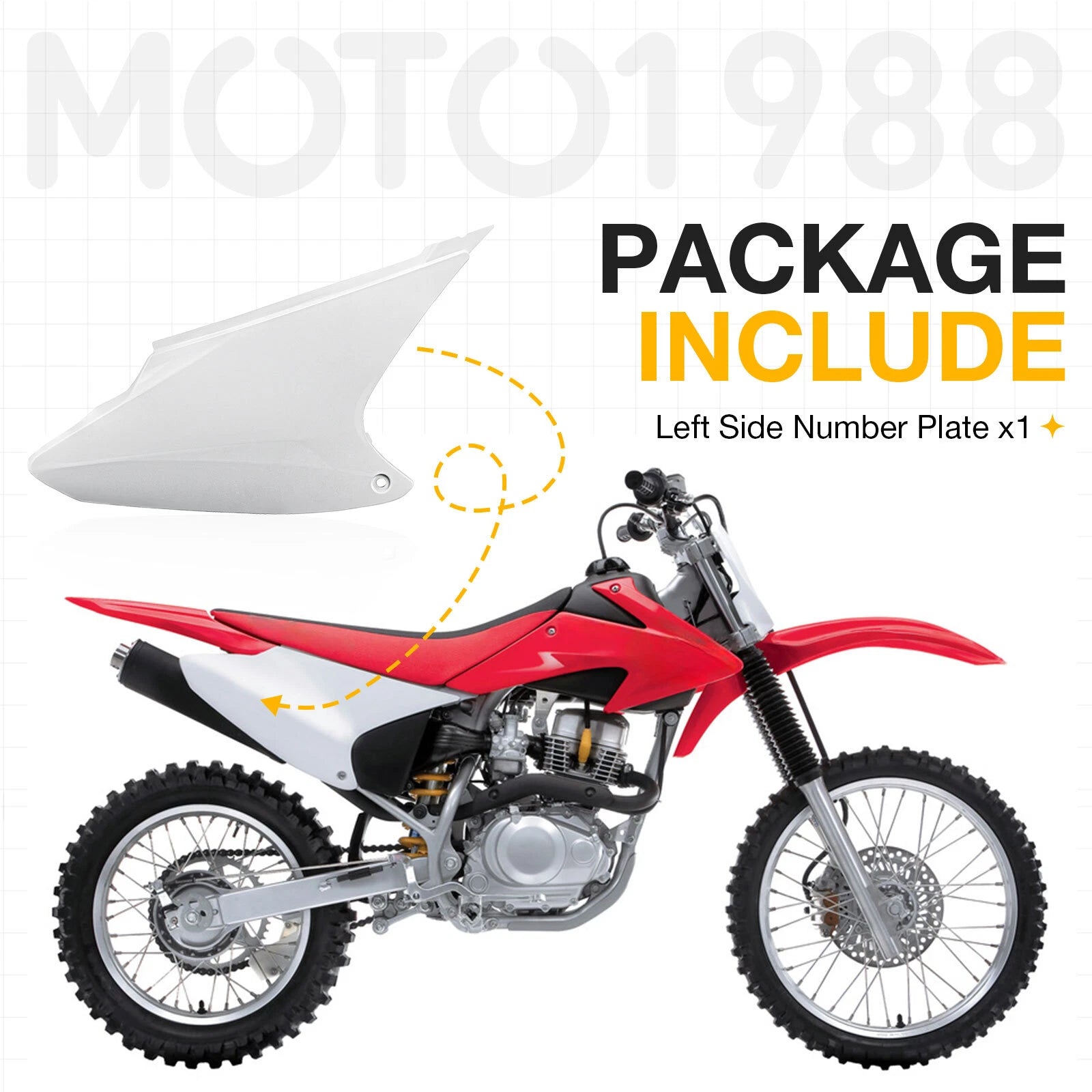 Left Side Number Plate for Honda CRF150F CRF230F (2003–2014) 83600-KPS-900ZA