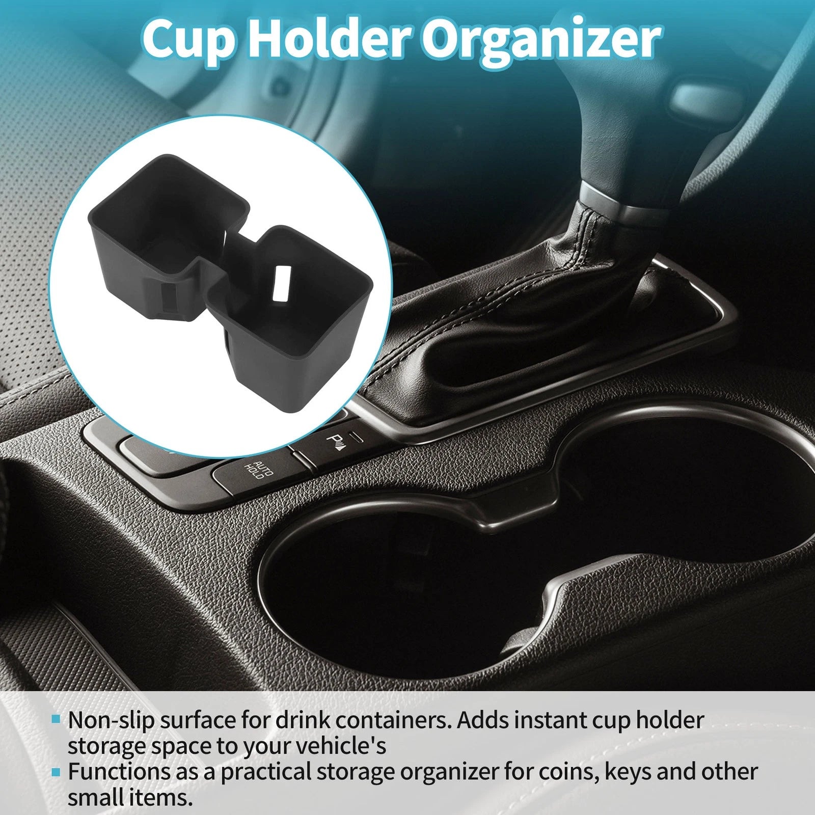 Center Console Cup Holder Organizer for Lexus GX550 (2024–2026) ABS Black