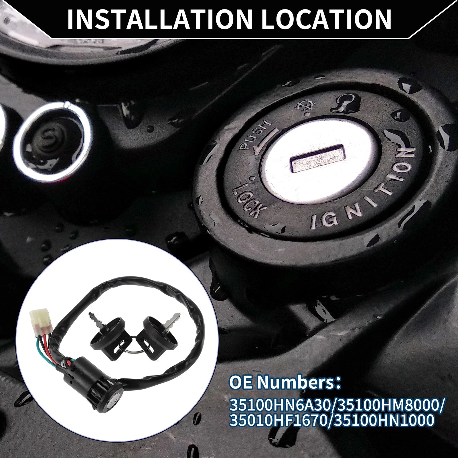 Ignition Key Switch Replacement for Honda TRX200 FourTrax (1991–1999)