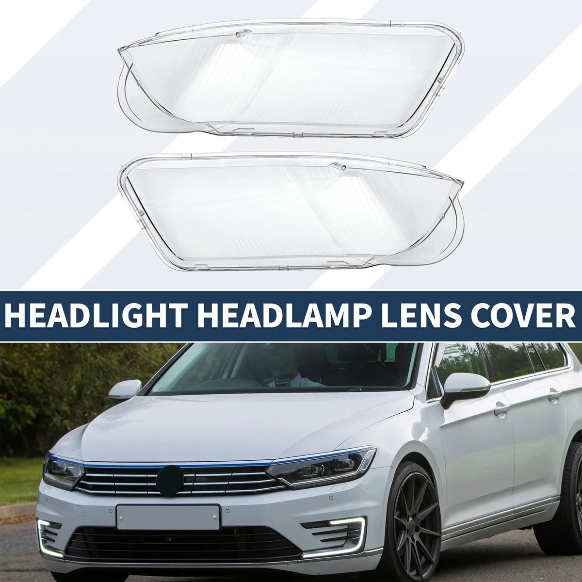 Headlight Lens Cover Pair Front Left Right for Volkswagen Passat B5.5 (2001–2005)