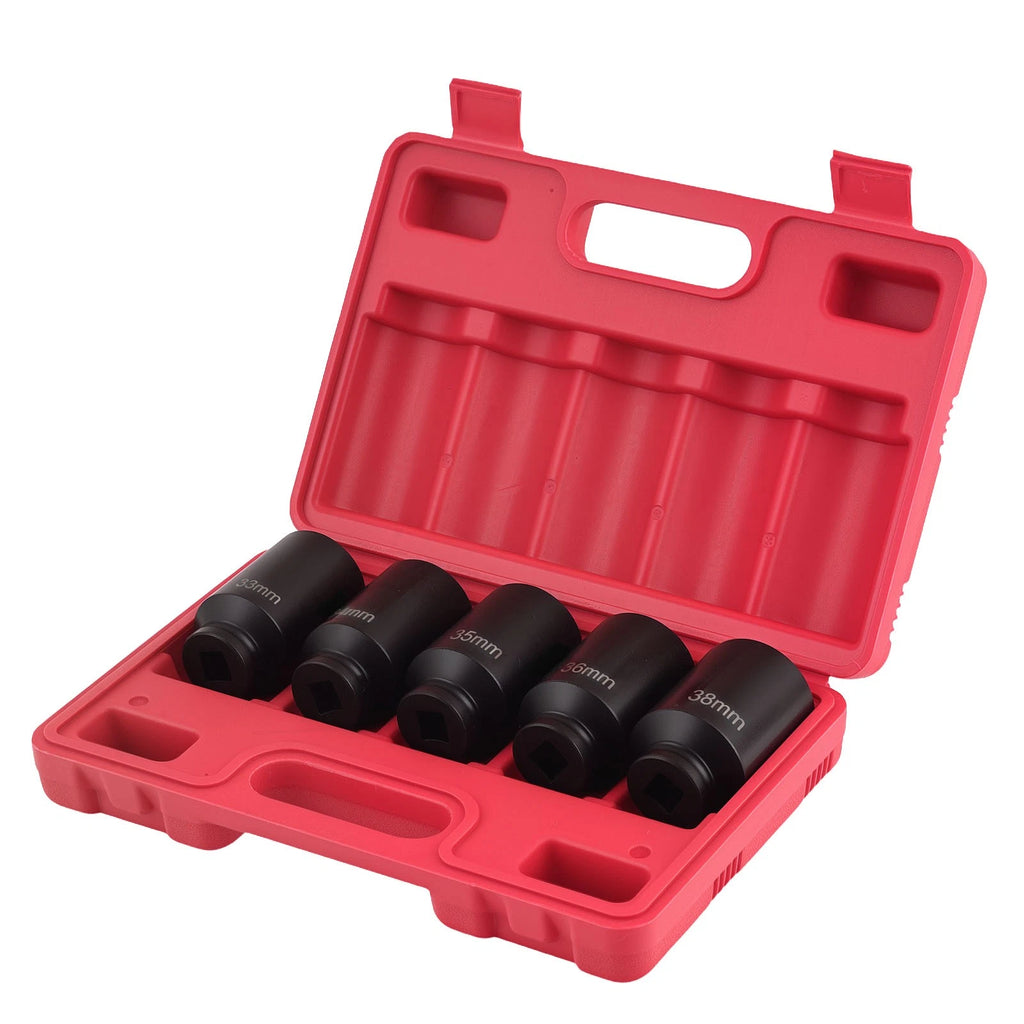 5pc Deep Impact Socket Kit for Wheel Spindle Axle Nut (1/2" Drive)
