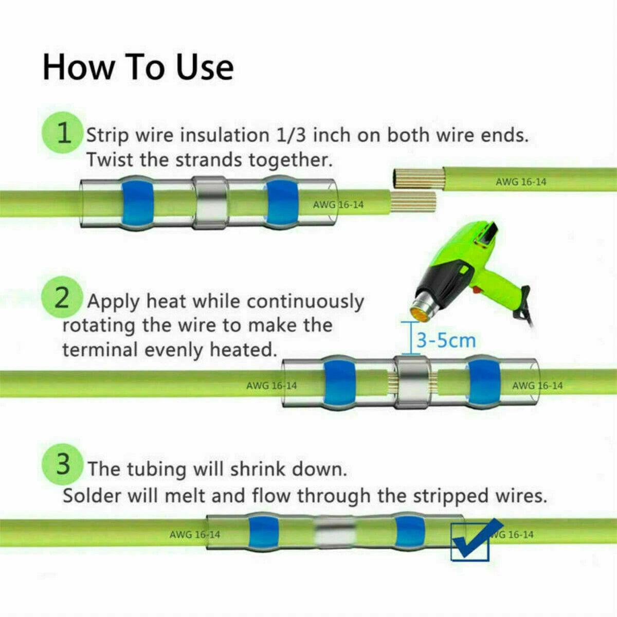 860pcs Waterproof Heat Shrink Butt Wire Connectors Terminals