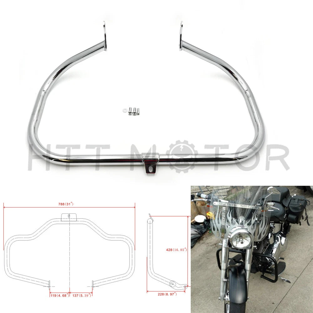 Chrome Engine Guard Crash Bar for Harley Heritage Softail Fat Boy (2000–2017)