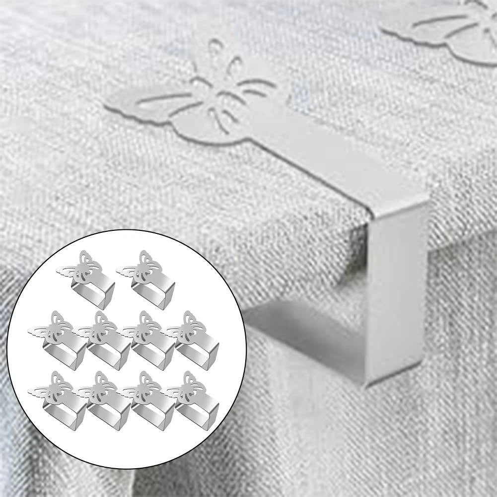 Set of 10 Tablecloth Clips for Thick Tables - Stainless Steel