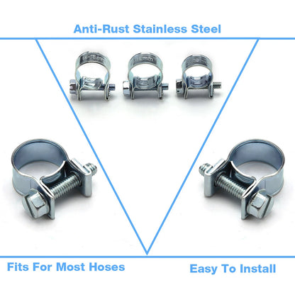 10 Pcs 1/4" Fuel Injection Hose Clamps for Universal Applications