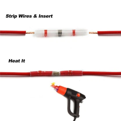 100PCS Heat Shrink Wire Connectors Cable Butt Terminals