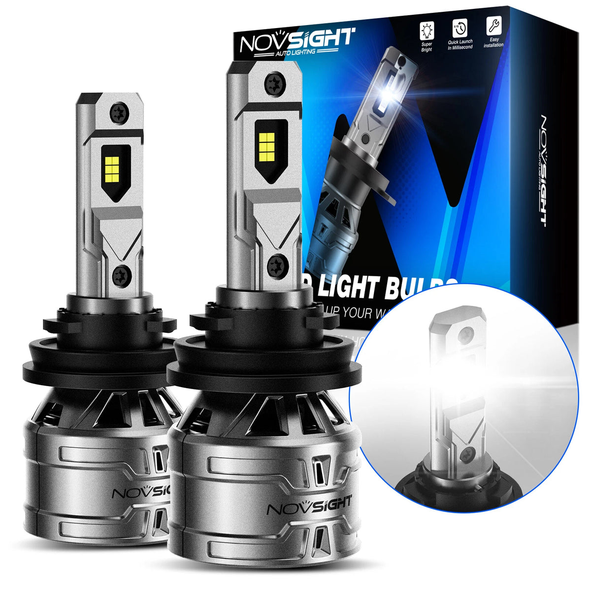 H11 H8 H9 LED Headlight Bulbs for NOVSIGHT (6500K White)