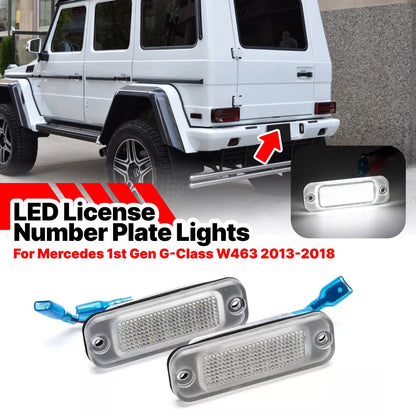 2Pc LED White License Plate Light for Mercedes Benz G-Wagon W463 (2012–2024)