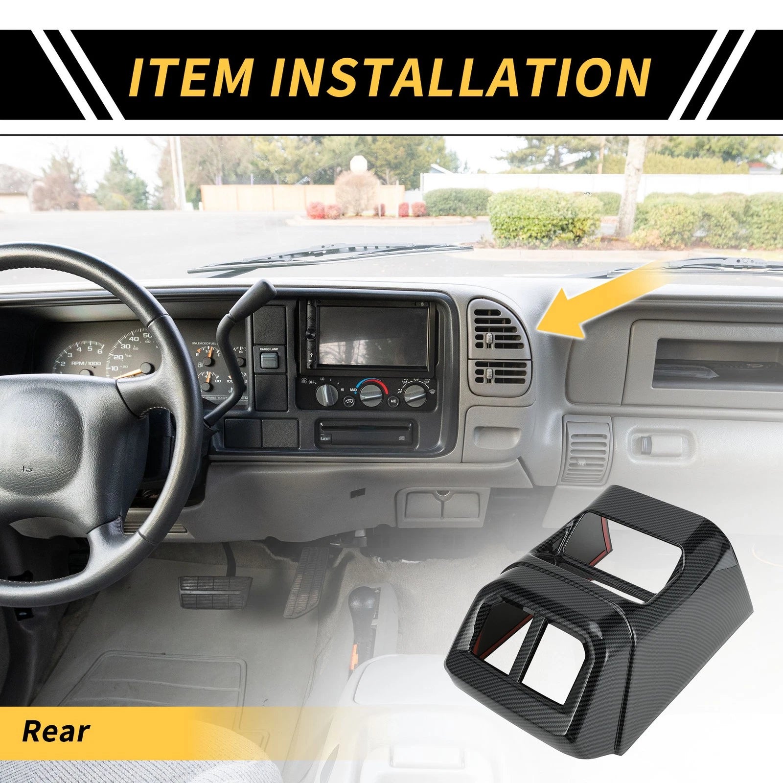 Carbon Fiber Pattern Rear Armrest Box AC Outlet Panel for Ford Ranger (2023–2024)