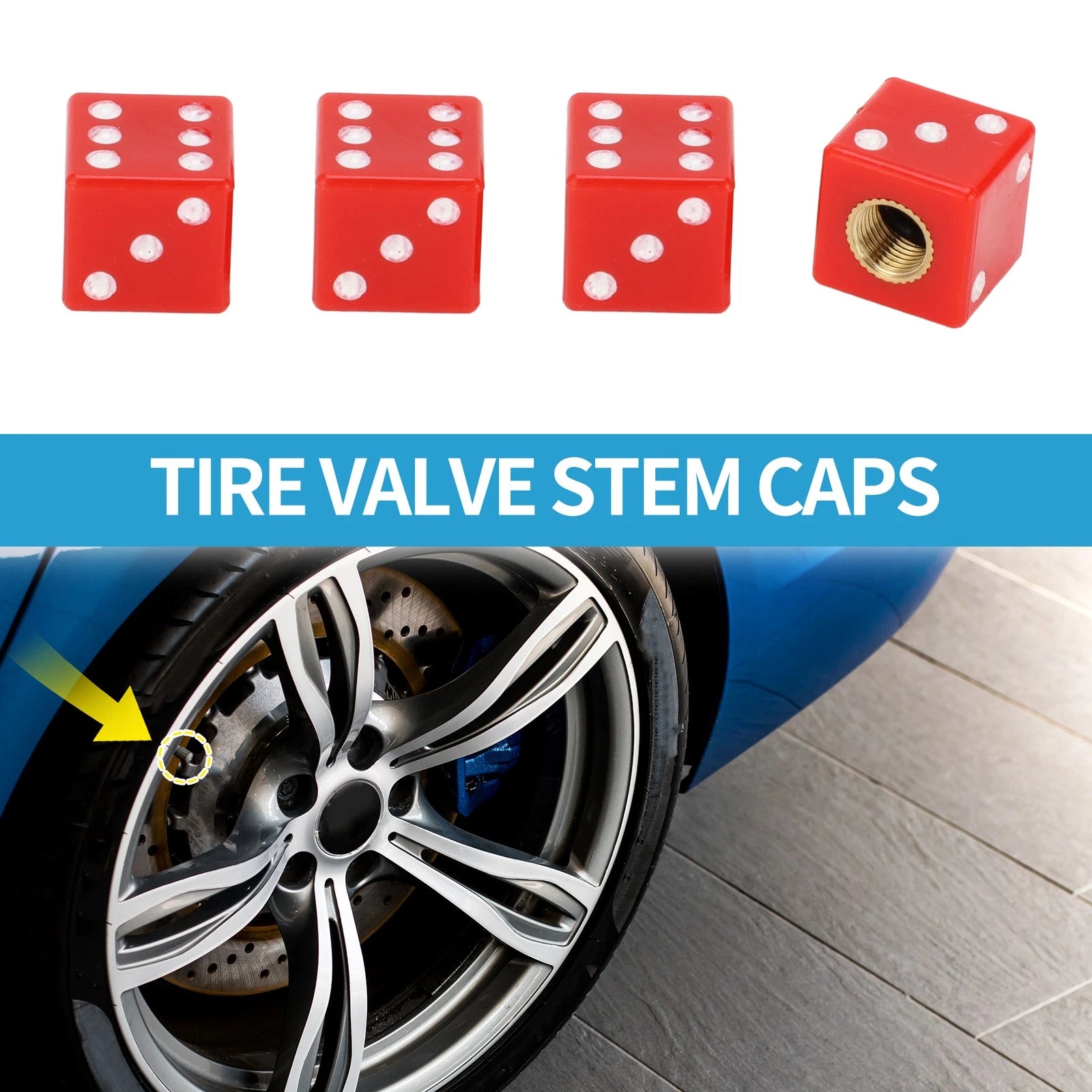 Valve Stem Caps 15x15mm Replacement Set for Car SUV Bike RV (4 Pack)