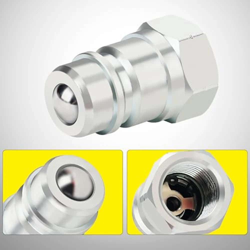 Set of 2 Hydraulic Quick Couplers ISO5675 7.9 GPM with Dust Cap for
