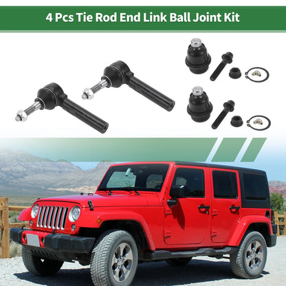 Set of 4 Front Suspension Kit Outer Tie Rod Ends Lower Ball Joint for Jeep Compass (2007–2023)