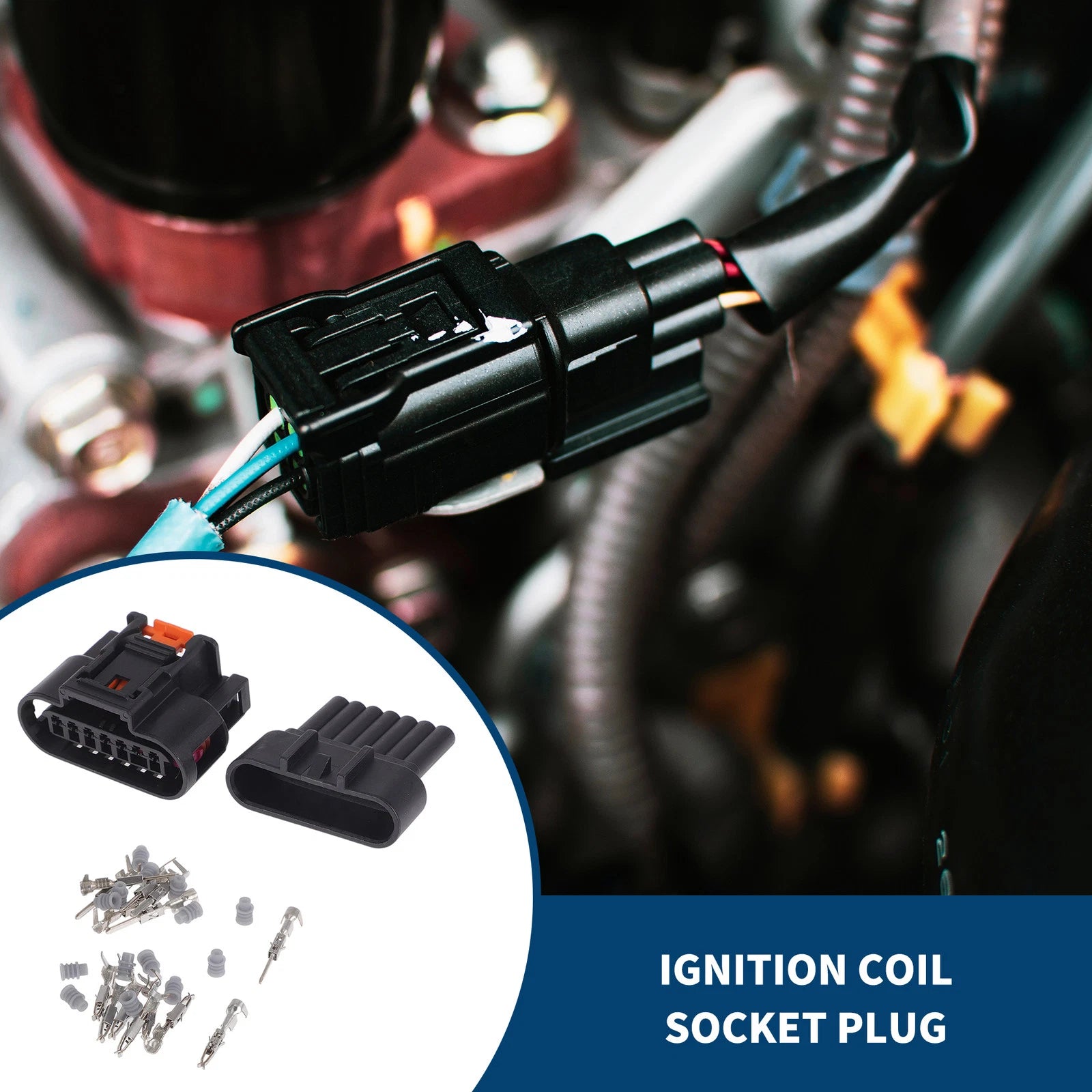 7 Pins Ignition Coil Socket Plug for Vauxhall (Set of 1) Black Plastic