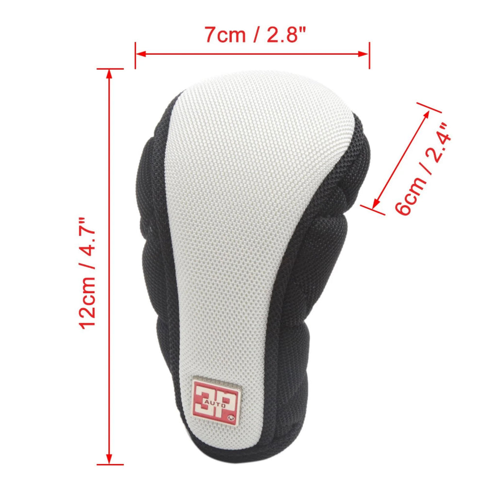 Microfiber Gear Shift Knob Cover for Universal Vehicles (Black/White)