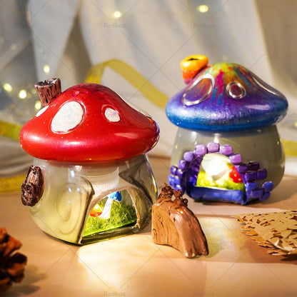 Mushroom Jars with Lid Silicone Epoxy Resin Mold Storage Box DIY