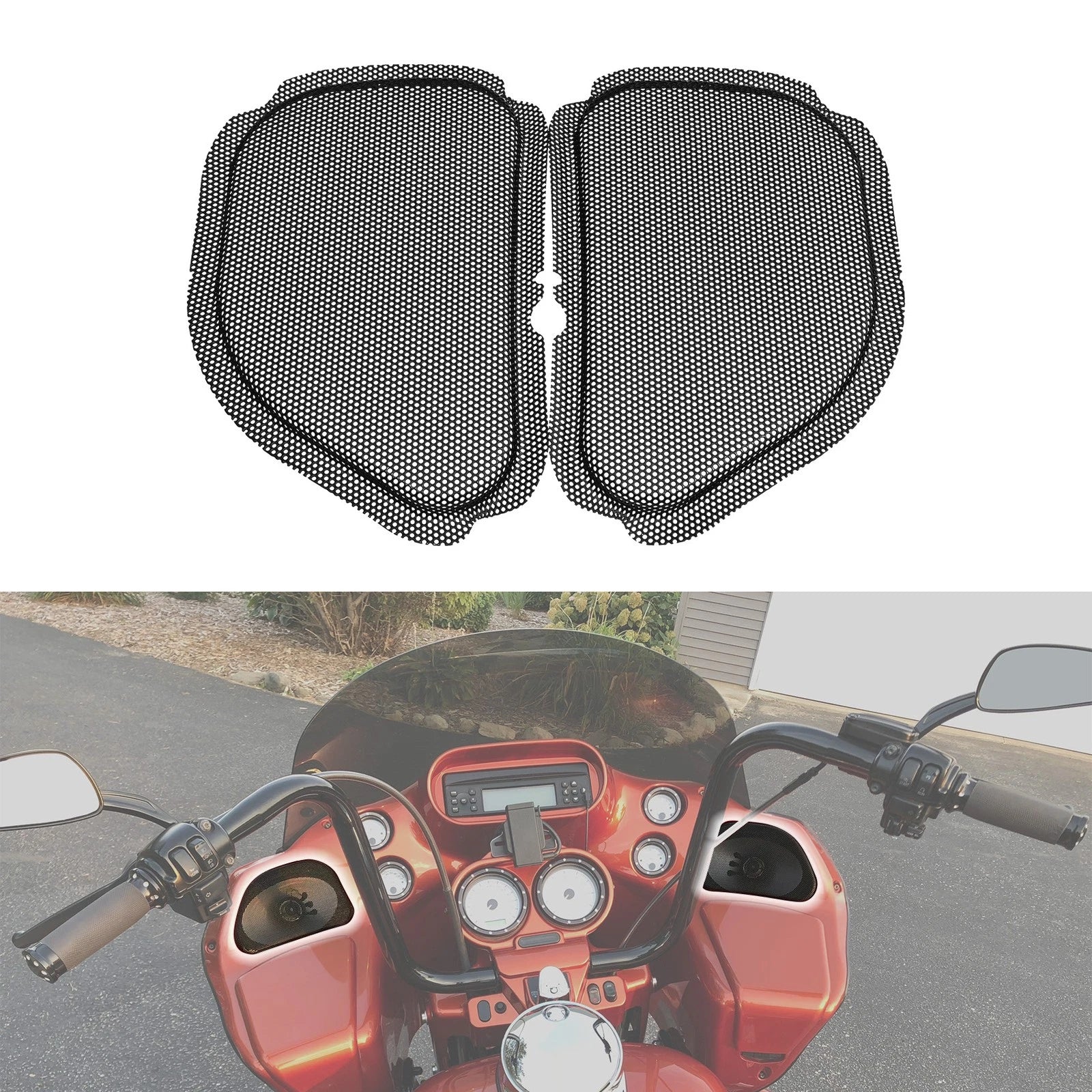 Front Fairing Speaker Grills Mesh Covers for Harley Touring Road Glide (1998–2013)