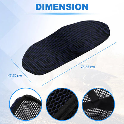 Motorcycle Seat Cushion for Universal Fit (76-85cm L, 45-50cm W) - Blue/Black