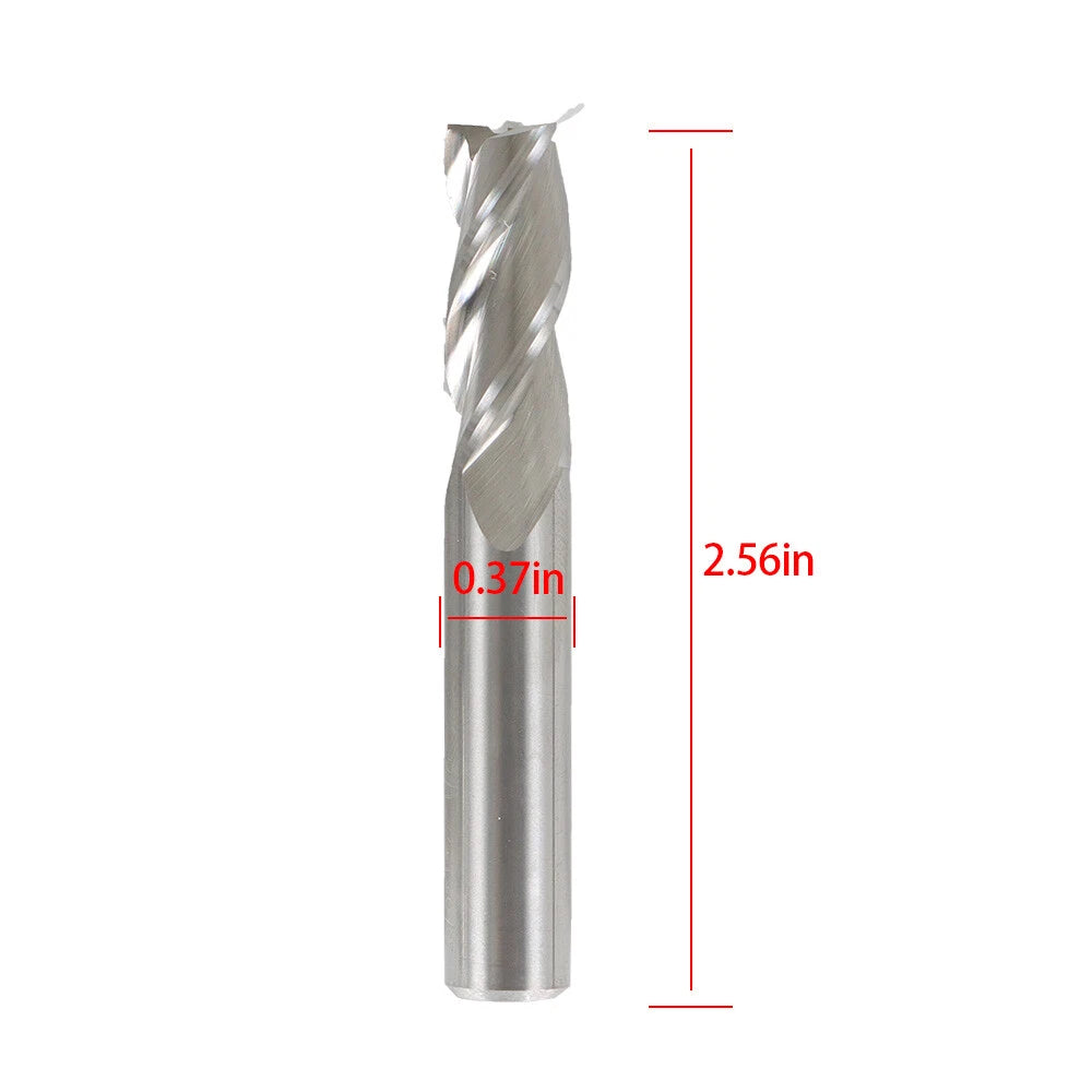 3Pcs 3 Flute End Mill 3/8" Regular Carbide (2-1/2" Overall Length)