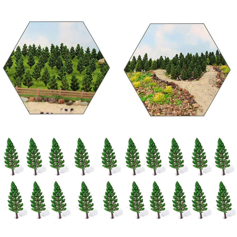 50pcs Pine Trees for Railroad Park Landscape Scenery Layout (48mm)