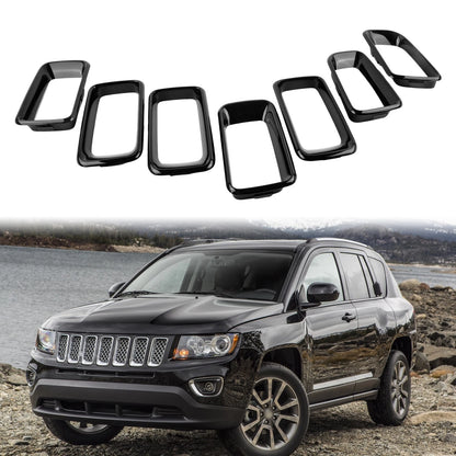 Black ABS Grille Trim for Jeep For Compass with Easy Direct Installation