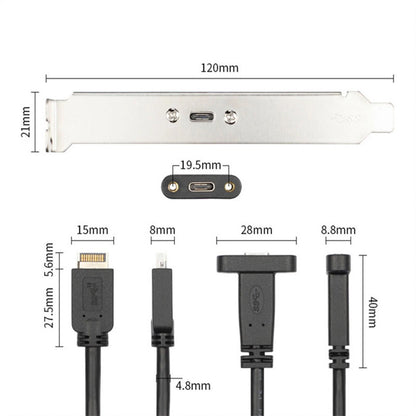 USB 3.1 Type E PCI-E to Type C Female Extension Cable with Bracket