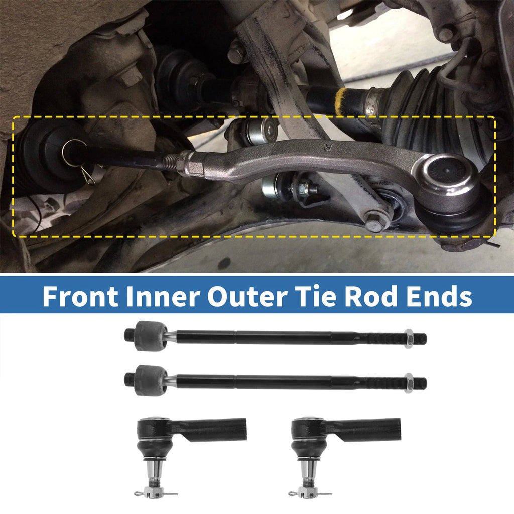 4pcs Front Inner Outer Tie Rod End Link for Ram 1500 (2013–2018)