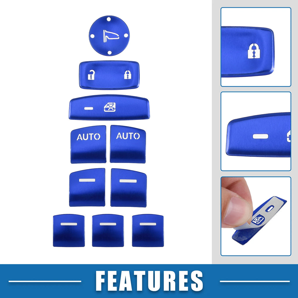 10pcs Window Switch Button Cover for Honda Accord (2018–2022) Blue