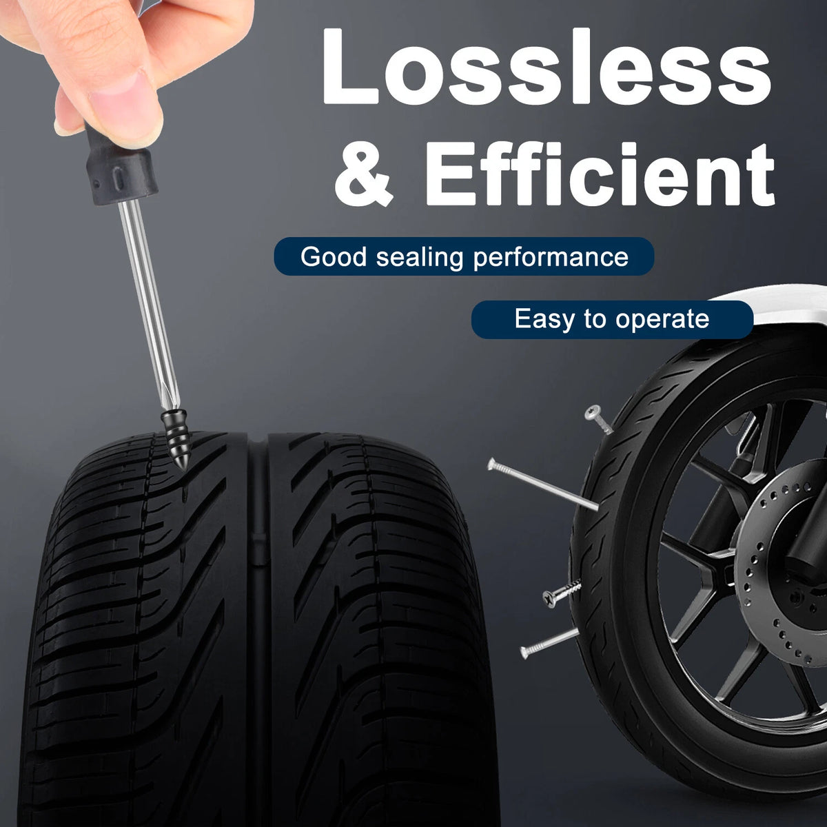 Tire Repair Rubber Screw Nails + Screwdriver Tool Set for Cars (Universal)