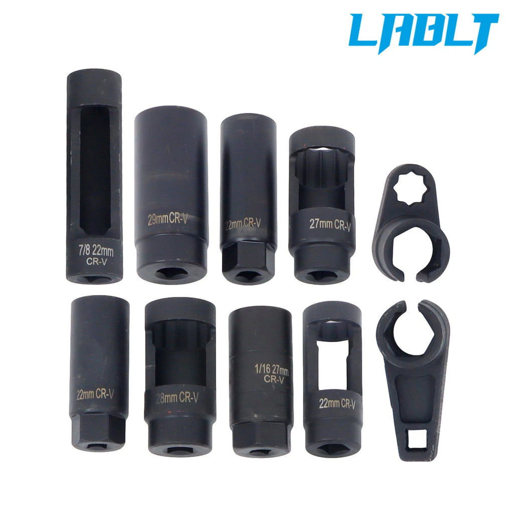 O2 Oxygen Sensor Socket Wrench Set for Universal Vehicles (3/8" & 1/2" Drive)