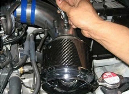 Auto Car Carbon Fiber Surface 3" Inlet Intake Air Filter + Stainless Steel Clamp