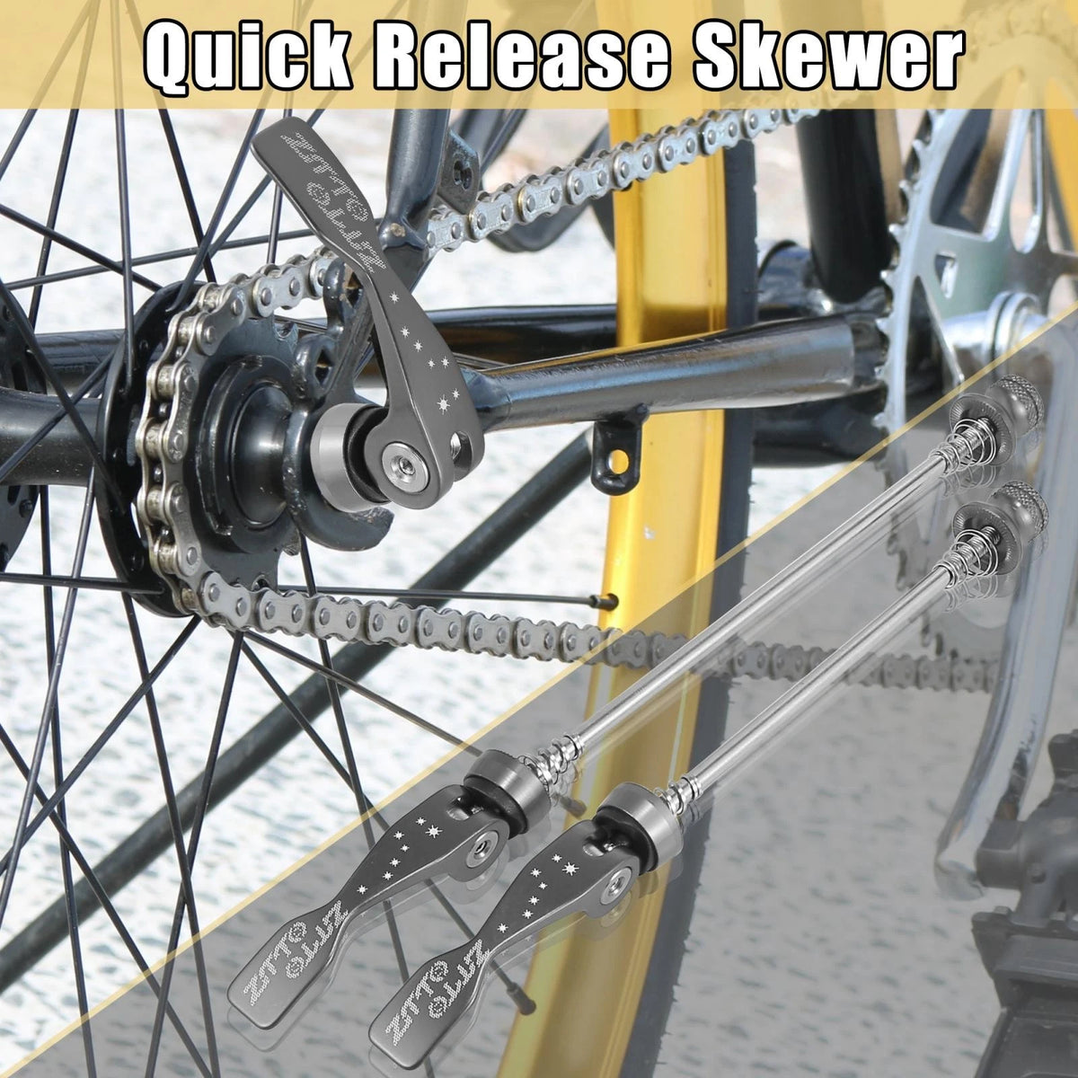 Quick Release Axle Skewer Set Front Rear for Bicycle MTB (Two Pack)