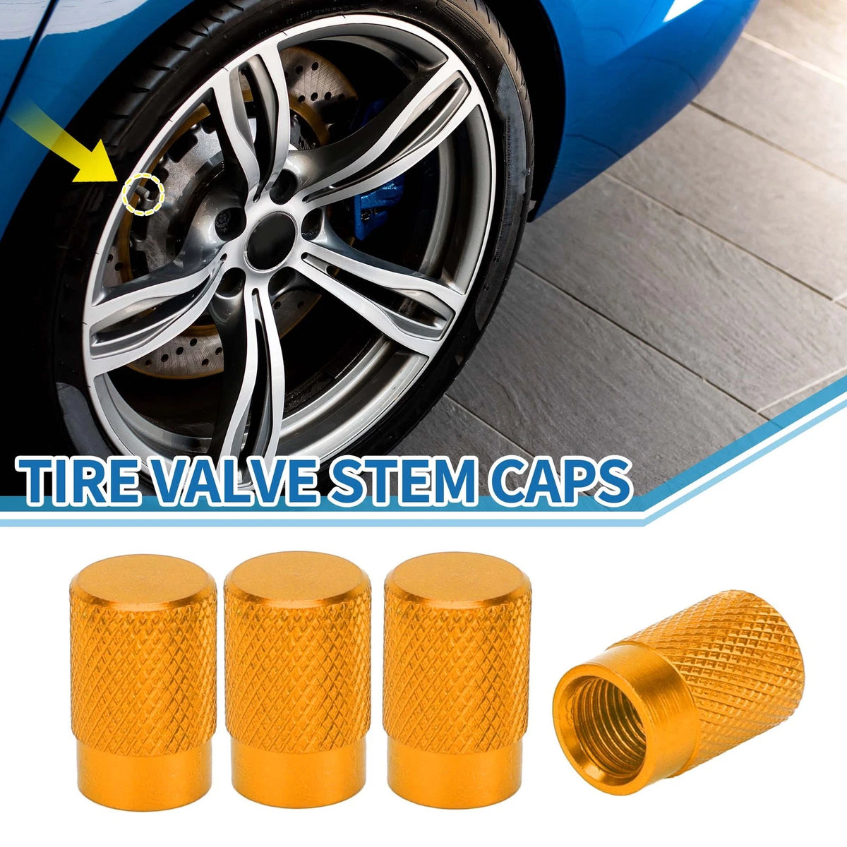 Tire Valve Stem Caps Set Replacement for Car SUV Truck Bike RV (4-Pack)