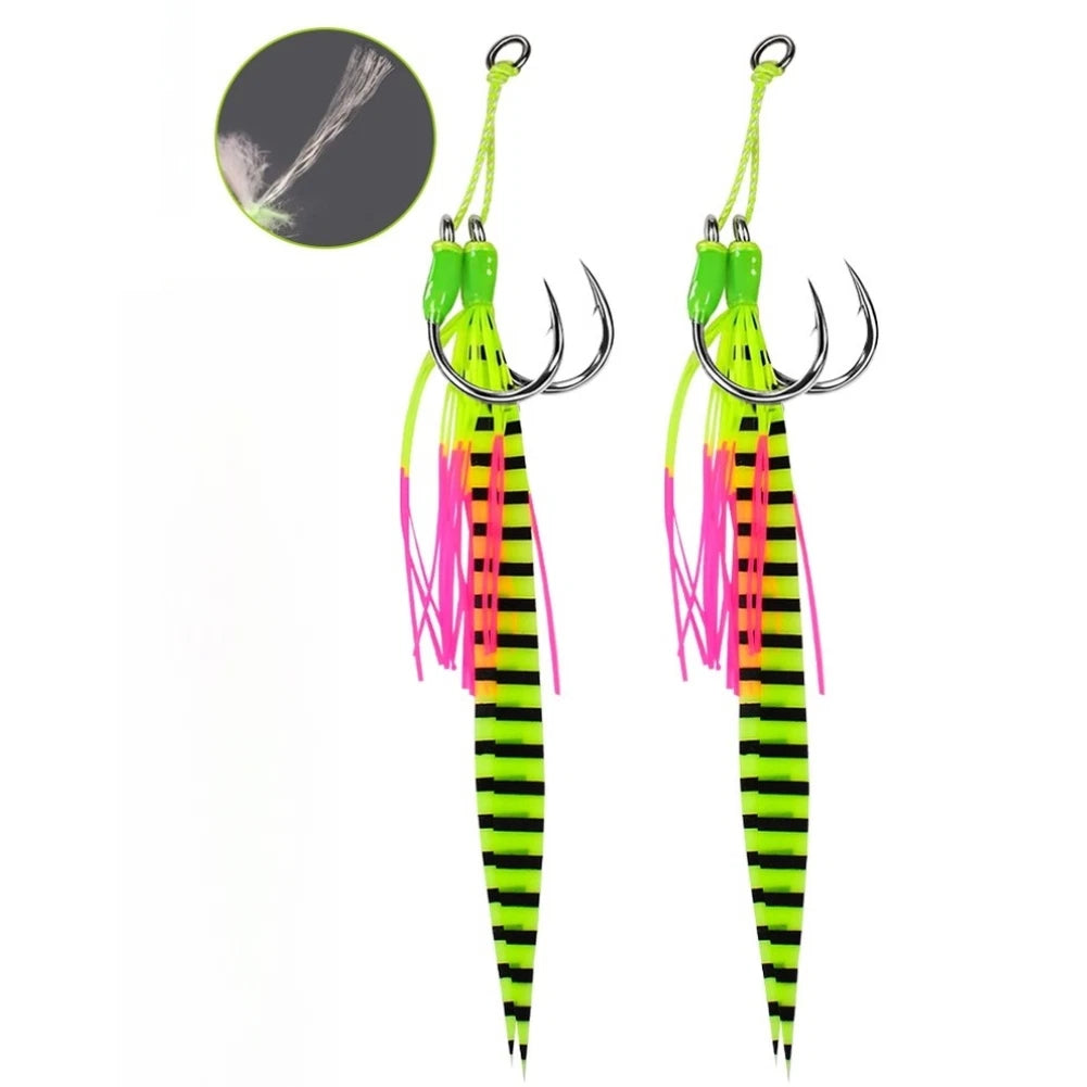 2X Carbon Steel Lure Assist Hooks for Slow Jigging Techniques