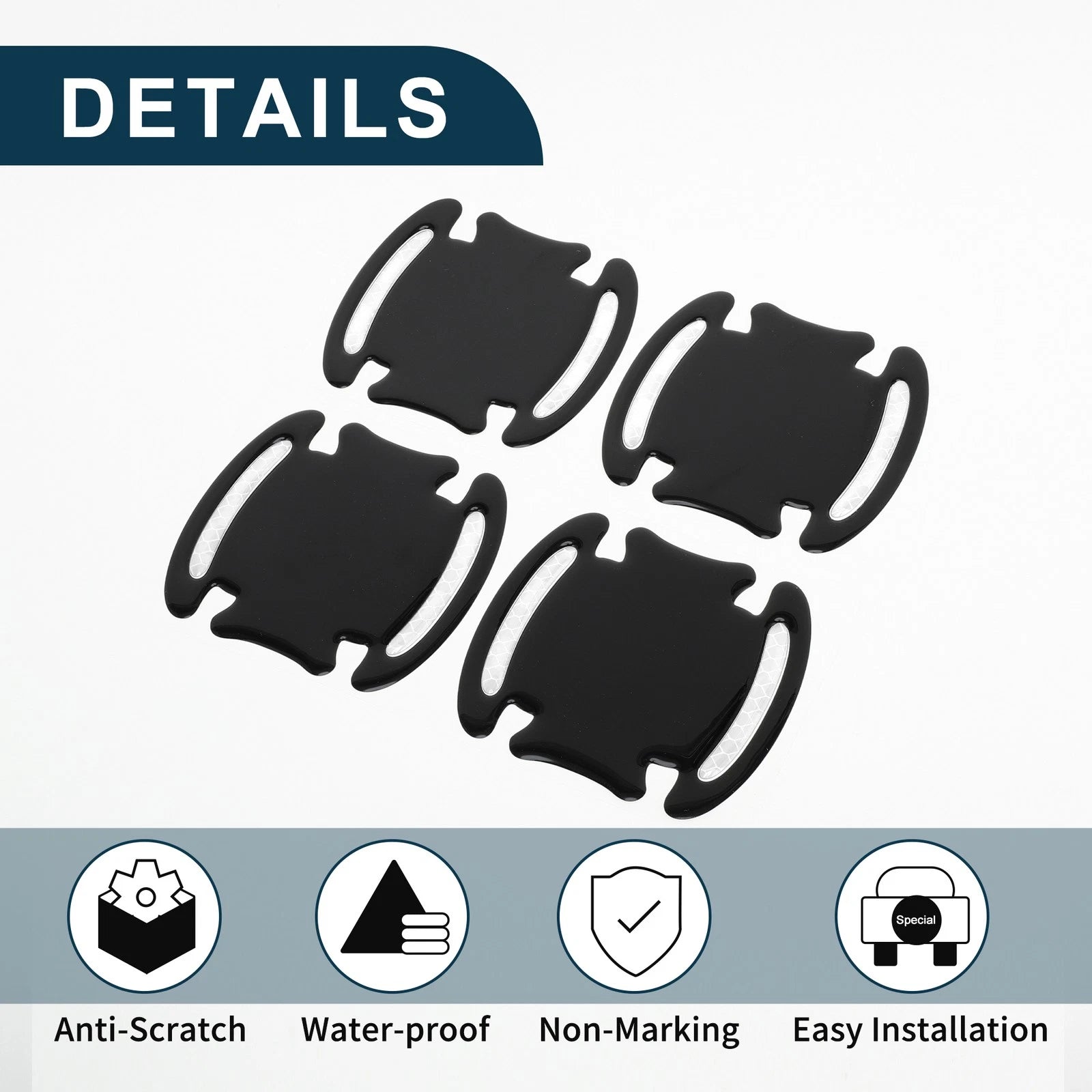 Set of 4 Door Handle Cup Covers for (Anti-scratch, Reflective)