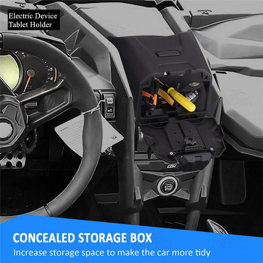 Electronic Device Holder with Storage Box for Can Am Maverick X3 (2017–2022)