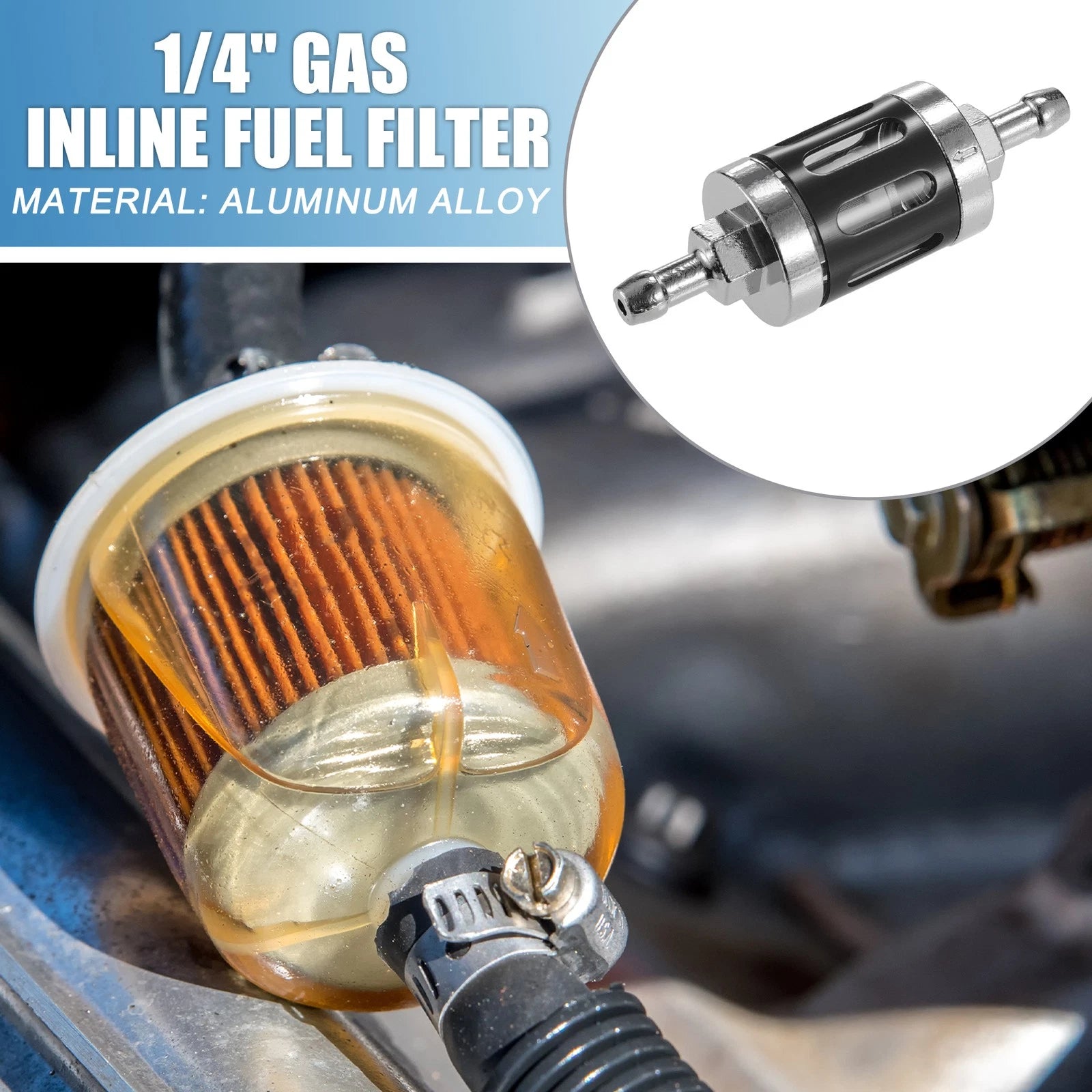Universal Gas Inline Fuel Filter for UTV (Gasoline)