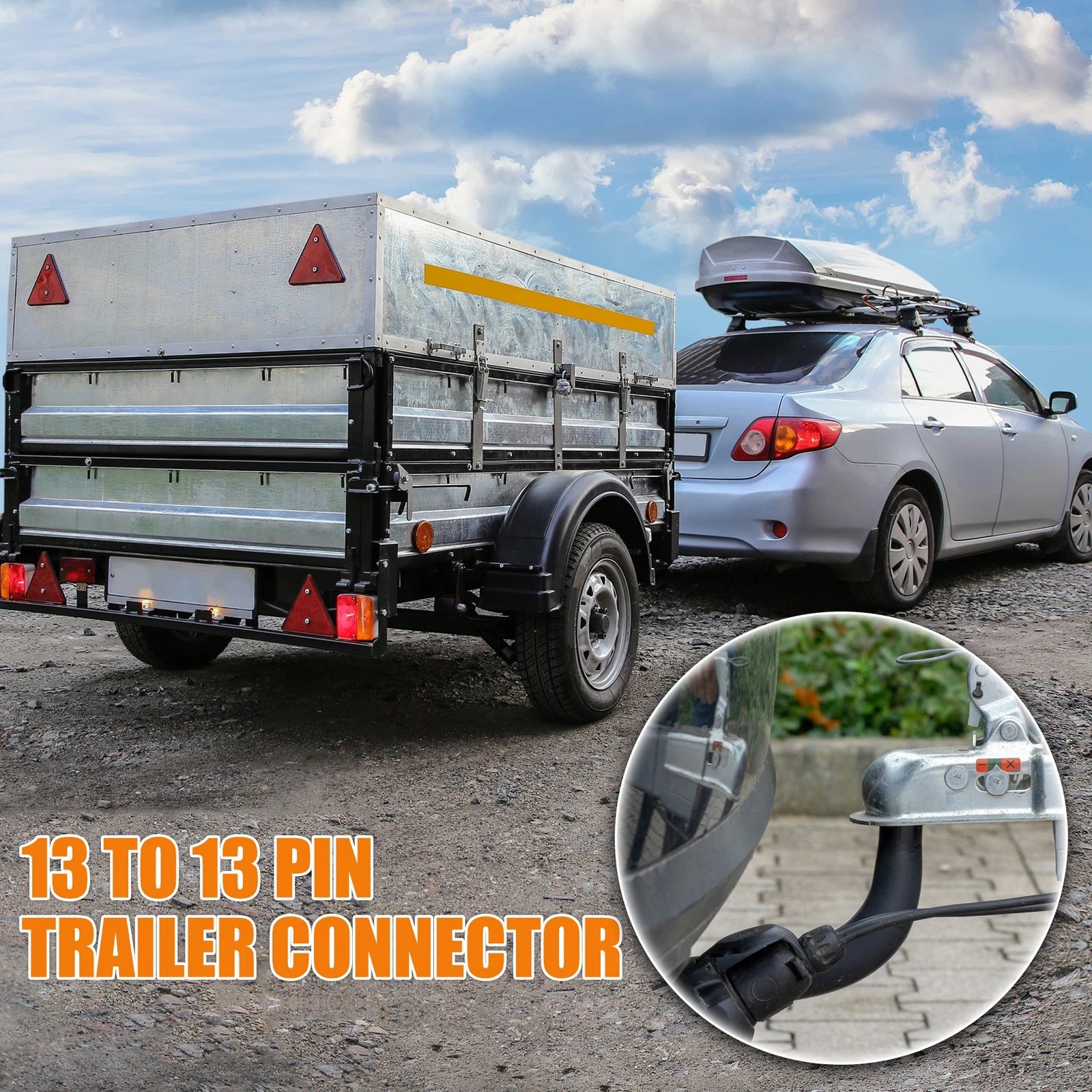 Trailer Connector Adapter 13 to 13 Pin Converter Socket for Towing (Universal)