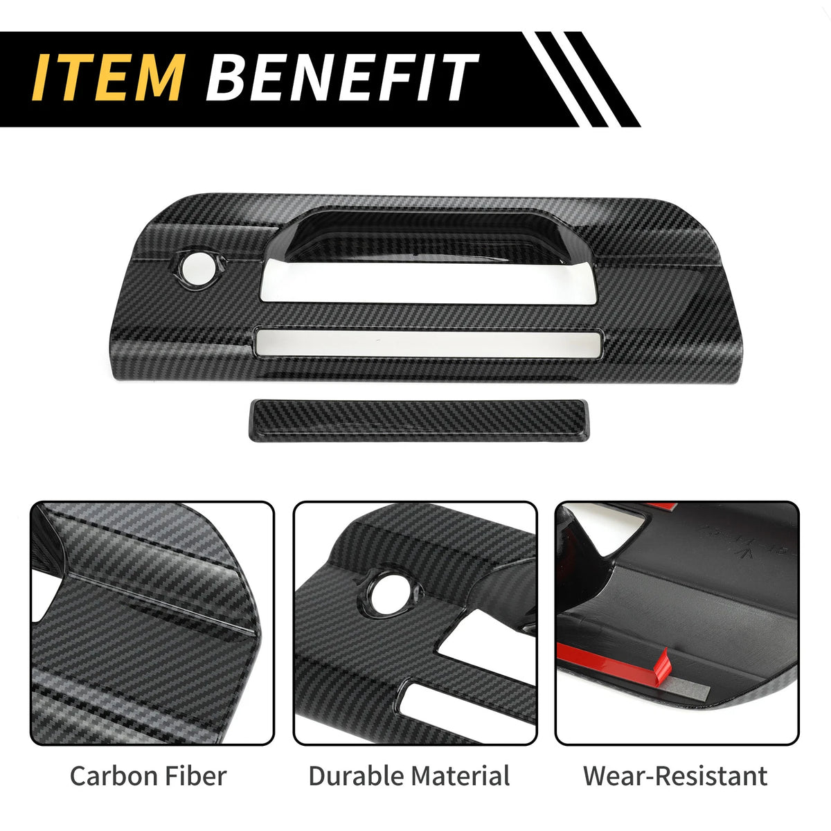 Set of 2 Carbon Fiber Pattern Trunk Door Handle Bowl Covers for Ford Ranger (2023–2024)