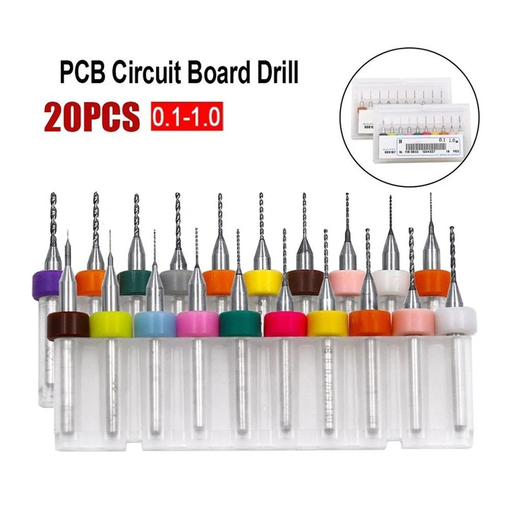 20pcs Colored PCB Tungsten Carbide Drill Bits End Mills for Precision Circuit