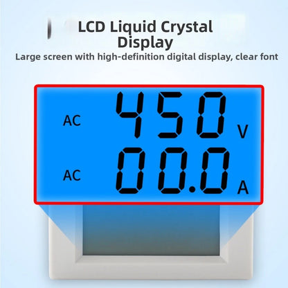 LCD Digital Voltmeter Ammeter Dual Display 80-500V AC 100A 68x38mm