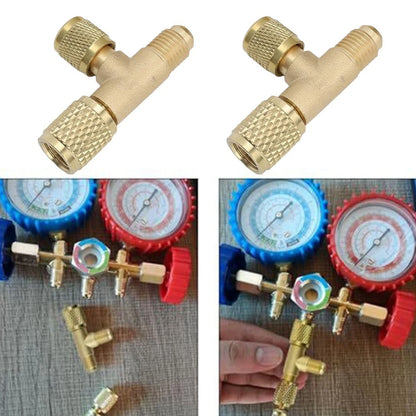 2Pcs Brass Quick Coupler Tee 14in SAE with Valves for Reliable Use