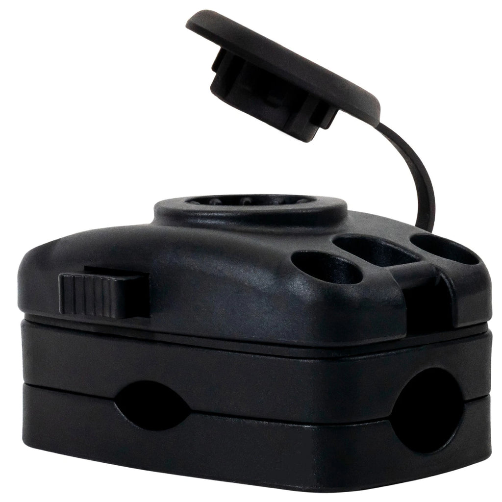 Fishing Rod Holder Rail Mount Base for Kayak (Spring Locking, Black)