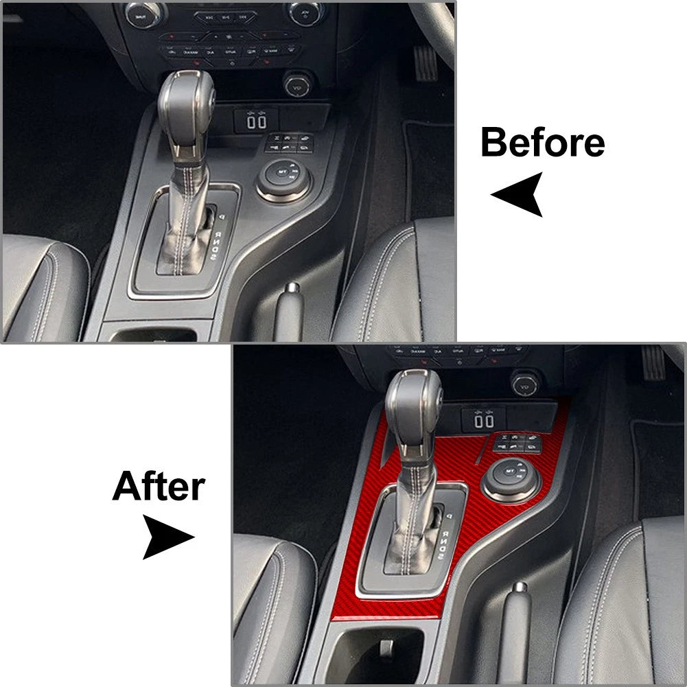Carbon Fiber Gear Shift Panel Cover Trim for Ford Ranger Sport (2020–2022)