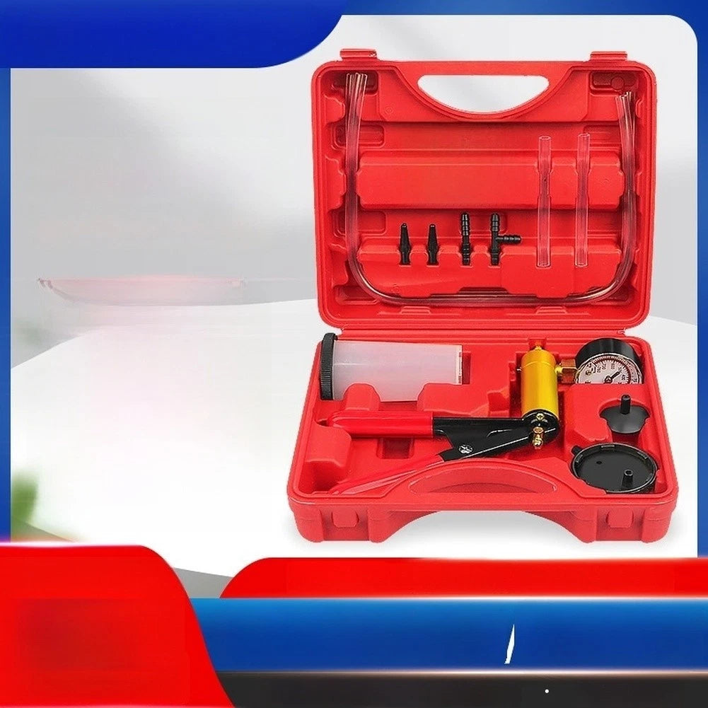 Manual Brake Bleeder Kit with Vacuum Pump and Dual Scale Gauge for Auto Use