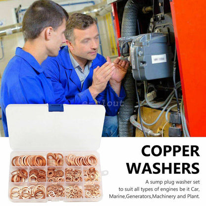 Set of 300 Assorted Crush Copper Washer Gaskets for