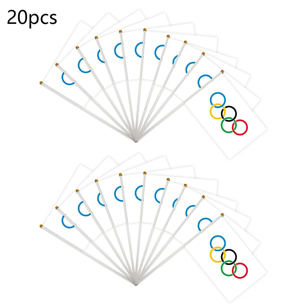 20pcs Handheld Mini Olympic Rings Flags for Home Decoration