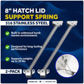 2X Hatch Lid Support Spring Holder for Five Oceans (8-Inch, Stainless Steel)
