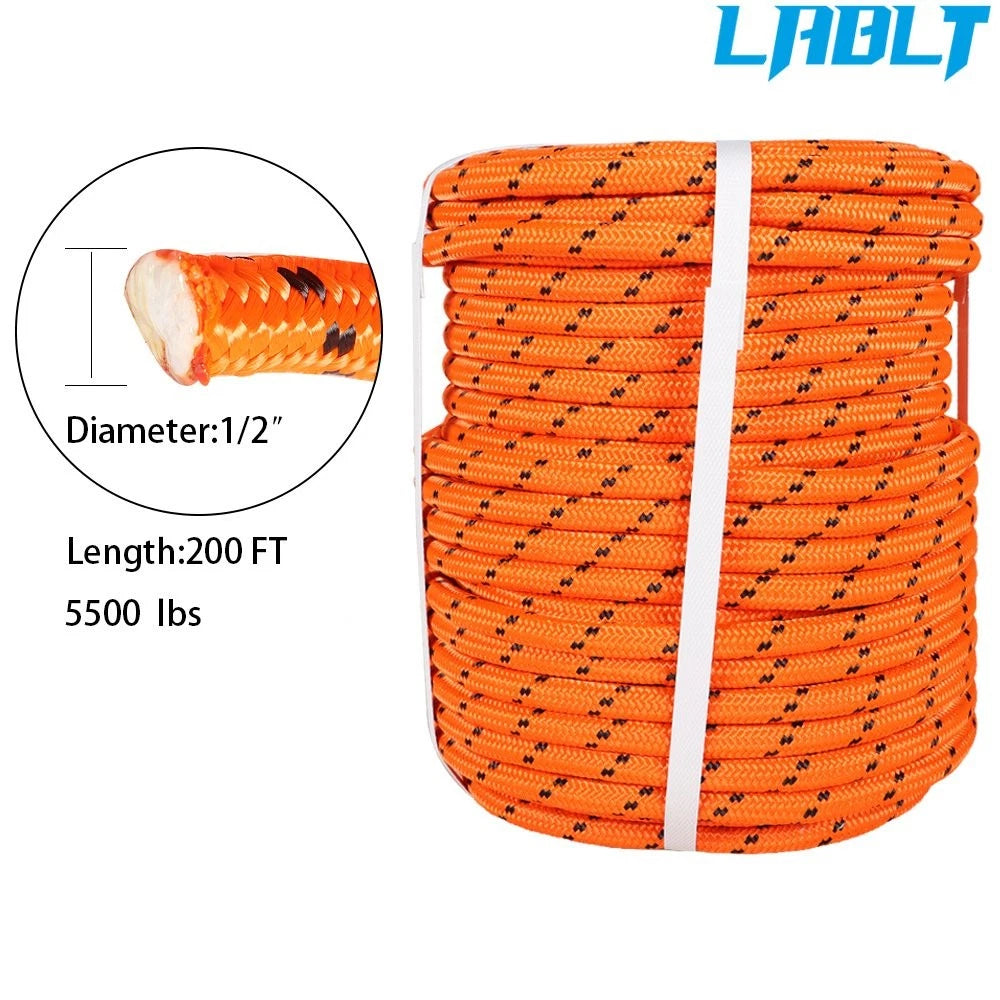 1/2" Double Braid Polyester Rope for Arborist Bull Rigging (200')