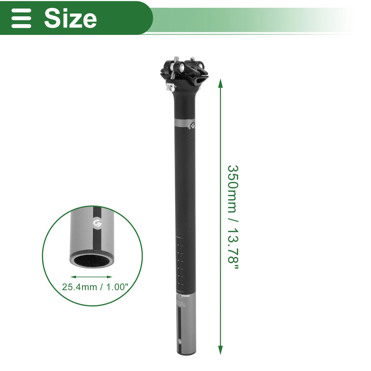 25.4mm Shock Absorbing Bike Seat Post for (350mm)